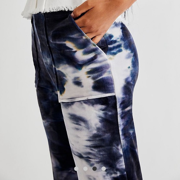KIM SHUI VELVET LUXURY LOUNGE PANTS MADE IN ITALY PURPLE WASH TIE-DYE DESIGN S,L - Picture 7 of 16